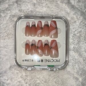 Pink and White Press-On Nails